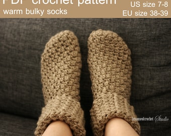 Chunky Crochet Slippers Pattern: US Size 7-8 (PDF Pattern)