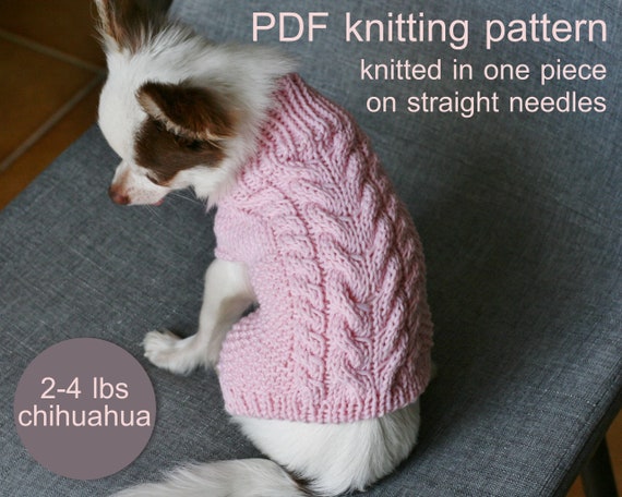 Pdf Knitting Pattern Toy Chihuahua Braided Sweater Dog Weight 2 4 Ibs 1 2 Kg Written In Us Terms Skill Level Intermediate