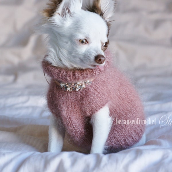 PDF Knitting PATTERN - Fat dog girl sweater. Knitted in one piece on circular needles. Written in US terms. Skill level: Intermediate.