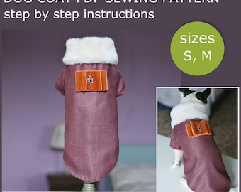 Dog coat PDF Sewing Pattern with step by step sewing instructions. Sizes S, M. Ready to print on 8.5 x 11" standard printer paper.