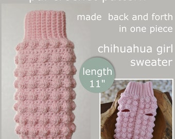 PDF Crochet PATTERN - Chihuahua girl sweater. Made in one piece. Written in US terms. Skill level: Intermediate.