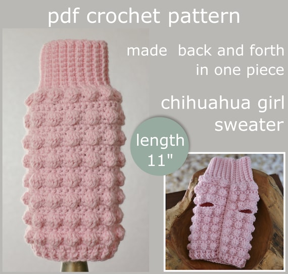 MOTIF au crochet PDF Pull fille chihuahua. Fabrique en une seule piece. Ecrit en termes americains. Niveau de competence intermediaire. Etsy France