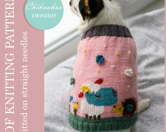 Chihuahua Embroidered Sweater Knitting Pattern (PDF)