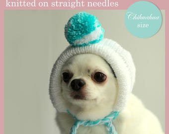 Chihuahua Bonnet Knitting Pattern: PomPom Dog Hat (PDF Pattern)