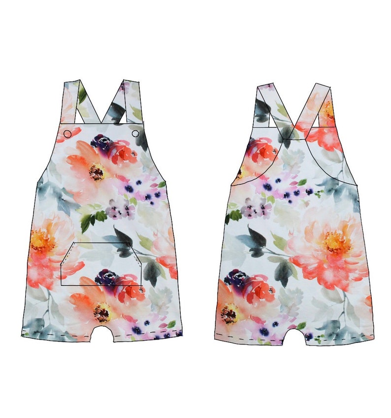 Short Jersey Overalls Watercolour Floral Print