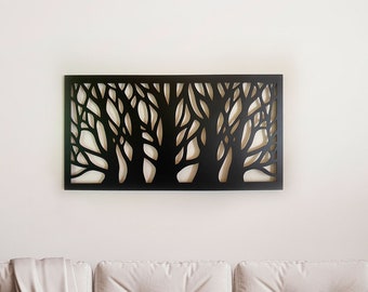 Decor, Etsy Wall Framed Wall Openwork, FOREST, 3d Wooden Wall Panel Living Housewarming, Room Gift, Decor, Art, Decor, Birthday - Decor