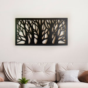 Framed Wall Panel FOREST, Wall art, Living room decor, Wall decor, Wooden decor, Openwork, Birthday gift, Housewarming, 3d Decor image 1