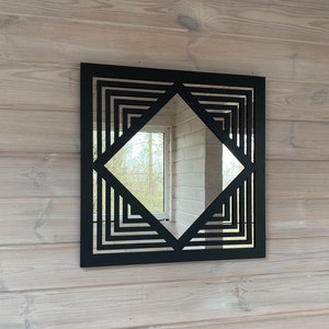GEOMETRIC Wall Mirror , Large Wooden Mirror, Living Room, Bedroom, Entrance Wooden Mirror