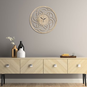 Wooden Clock MANDALA, Unique Wall Clocks, Silent Clock, Living Room Clock, Bedroom Clock, Round Clock, Wood wall clock