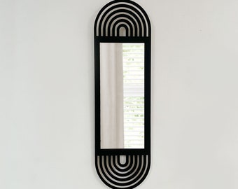 Midcentury Style Wall Mirror, Elegant Rectangural Mirror Vintage Inspired, Handcrafted Wooden Accent Mirror