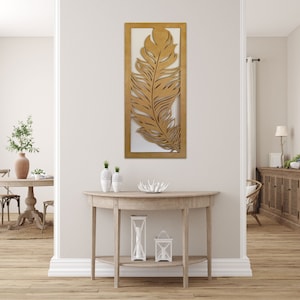 Decorative Panel Feather, Living Room Decor, Wooden Decor, 3d Panel, Wall Hanging