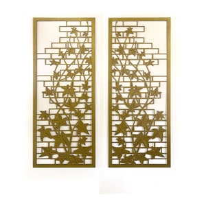 Large Wooden Wall Art, IVY Decorative Diptych, 2 Wood Panel Set, Living Room Decor