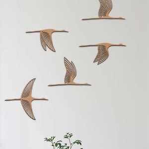 Wood Crane Wall Art: Flying Birds, Set of 5