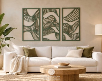 Set of 3 Modern Wooden Wall Decor /Abstract Wooden Art for Living Room