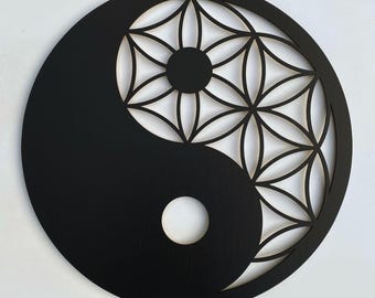 Yin Yang Wood Wall Art: Laser Cut Geometric Decor