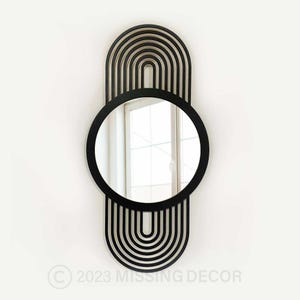 Mid Century Style Modern Mirror, Geometric Wall Mirror, Large Wooden Mirror