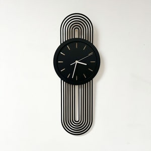 Midcentury Modern Style Clock, Wooden Wall Clock, Geometric Stylish Clock