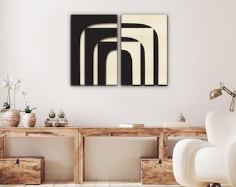 Abstract Two-Layer Wood Wall Art on Wooden Frames, Minimalist Wood Wall Decor, 3d Wall Art ARCHES