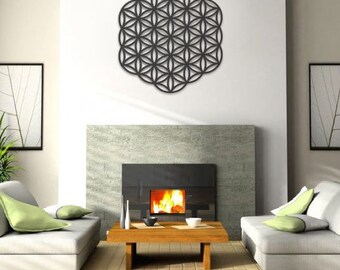 FLOWER of LIFE 65x60cm, Sacred Geometry, Wooden Wall Panel, Decorative Panel