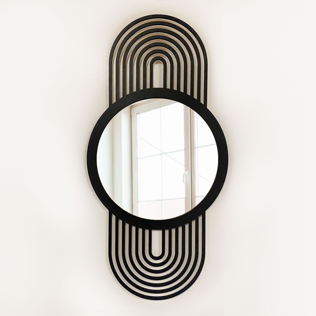 Mid Century Modern Mirror / Geometric Wall Mirror / Large Wooden Mirror ...