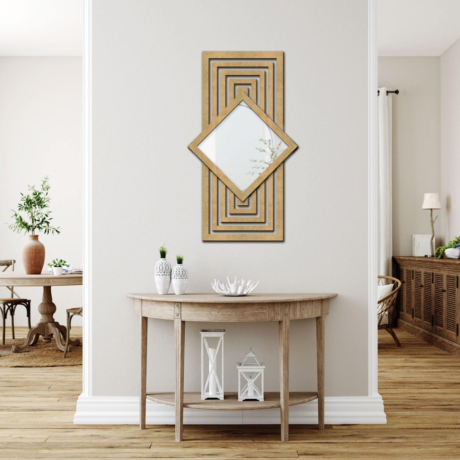 Modern Statement Mirror GEOMETRIC Wall Mirror Large Wooden - Etsy