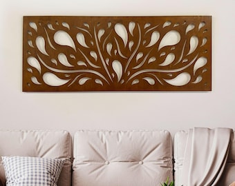 Openwork Wooden Wall Art with Wooden Frames, Large Birch Panel Decor