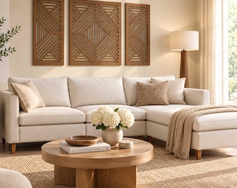 Geometric Wood Wall Art Panels: Laser Cut Triptych