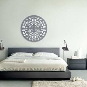 Round Wooden Wall Mirror HINDI 60cm Grey