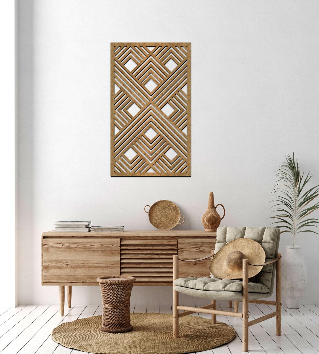Geometric Wood Wall Art: Laser Cut 3D Panel - Etsy