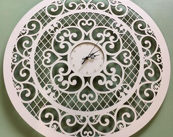 Wooden Wall Clock VICTORIA: 60cm Silent Laser-Cut Birch Clock