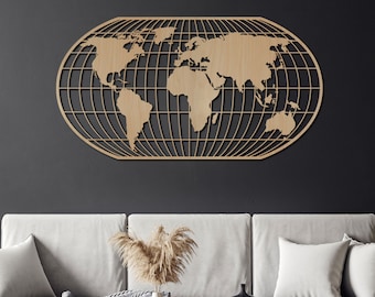 Map of the world / large wooden wall map