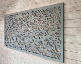 Large Abstract Wooden Wall Art: Birch Plywood, Organic Pattern