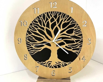 Tree of Life Wooden Clock, Nature-Inspired Home Decor
