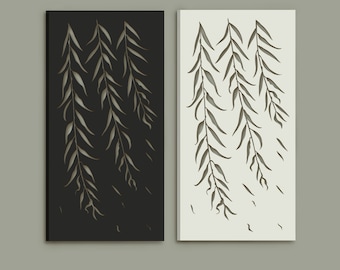 Framed Diptych WILLOW 31.4x31.4 inch / 80x80cm, Living room decor, Wall decor, Wooden decor, Openwork, Wall art