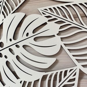 Set of 3 Monstera Wall Decor / Tropical Leaves Wooden Wall Art / Large Set of Wall Decor Panels zdjęcie 3