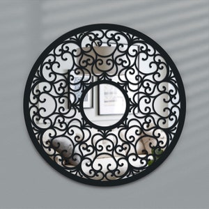 Openwork Wooden Mirror, Framed Wooden Mirror FANCY 60cm