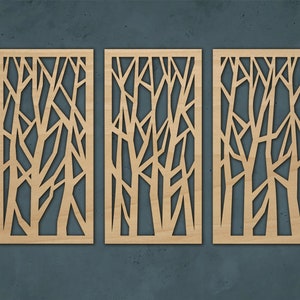 Abstract TREES Large Wooden Wall Decor, Decorative Triptych, Wall Decor, Wood Panel Set, Living Room Decor