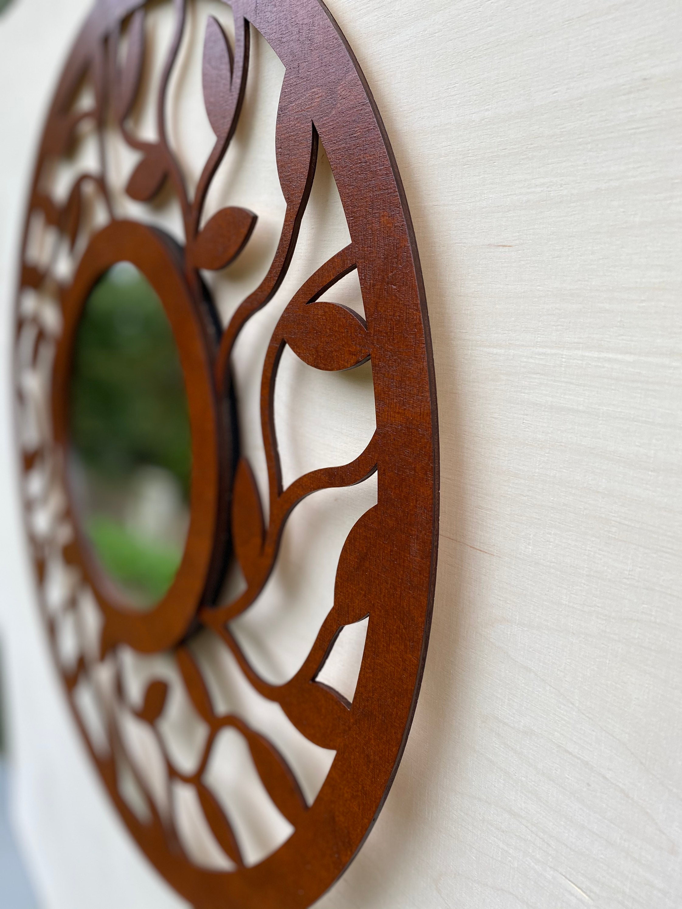 Round Wooden Wall Mirror AMELIA 60cm - Etsy