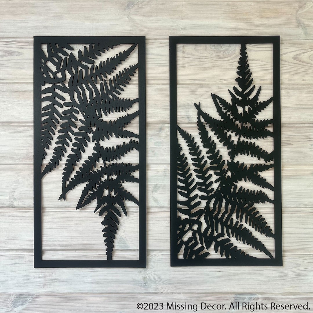Set of 2 Wall Decor Fern Leaf Living Room Wood Wall Art Etsy