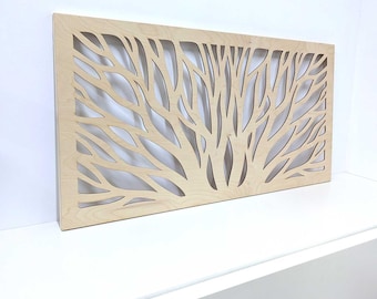 Abstract Wooden Tree Wall Art: Openwork Birch Plywood Panel