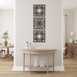 ART DECO Large Wooden Wall Panels, Set of 3 Panels, Elegant Living Room, Bedroom Wall Decor