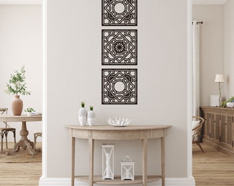 ART DECO Large Wooden Wall Panels, Set of 3 Panels, Elegant Living Room, Bedroom Wall Decor