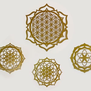 Decorative Panels FLOWER of LIFE 4pcs Set , Living room decor, Kitchen Decor, Dinning Room Decor,Openwork Panel, Housewarming,3d Panel