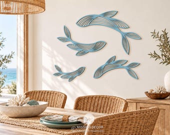 Minimalist Wood Fish Wall Art: Set of 4, Birch Plywood