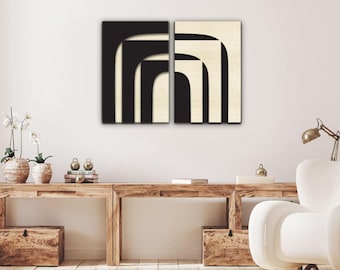 Abstract Arches Wood Wall Art: Two-Layer Minimalist Decor