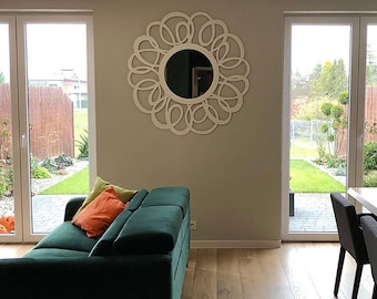 Round Wooden Wall Mirror FLORESY
