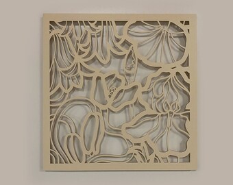 Wooden Floral Artwork with Wooden Frames, Framed Wall Art GARDENIA