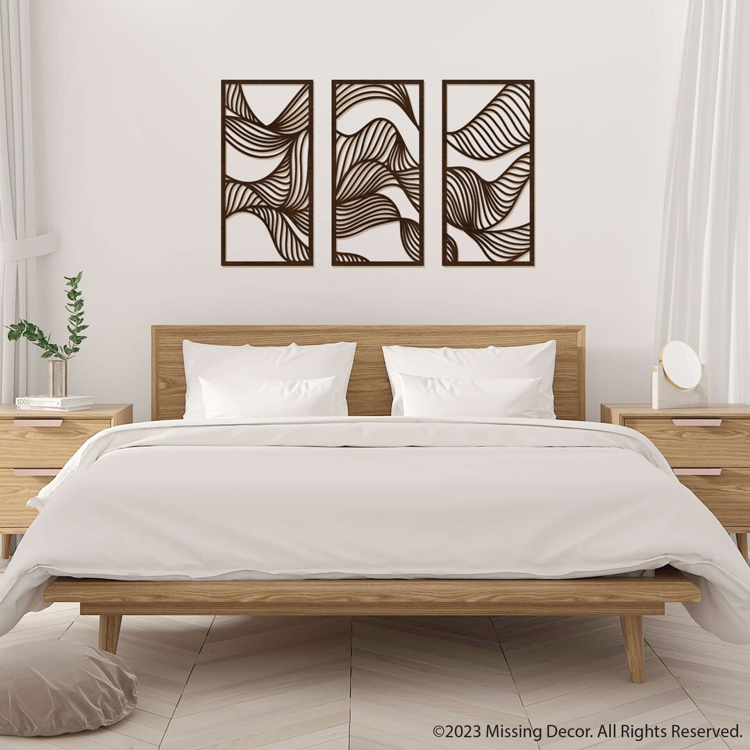 Set of 3 Modern Wooden Wall Decor /abstract Wooden Art for Living Room ...