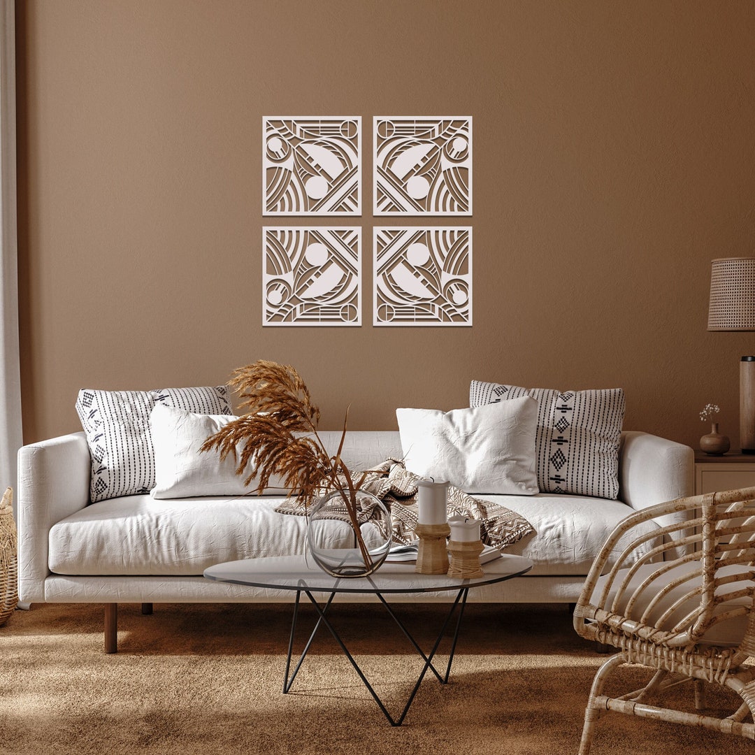 Set of 4 Wall Panels / Art Deco Wooden Wall Decorations / Etsy