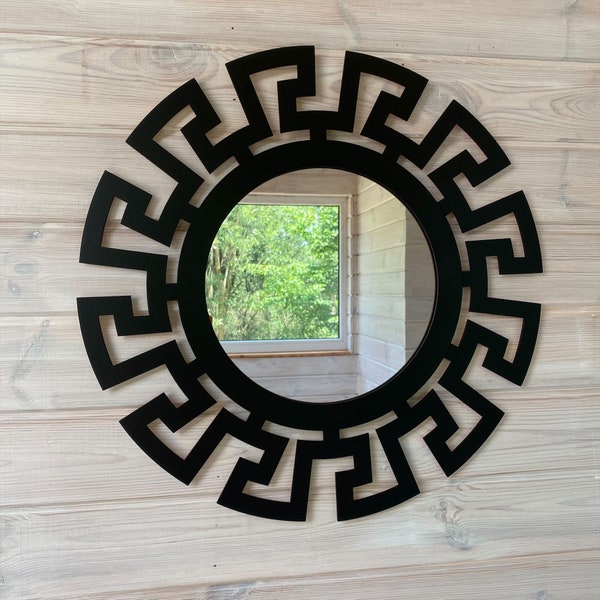 Runder Holz Wandspiegel HELLADA 60cm, griechischer Stil Spiegel